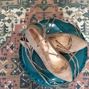 Ann Taylor Loft Suede Lace Up Flats